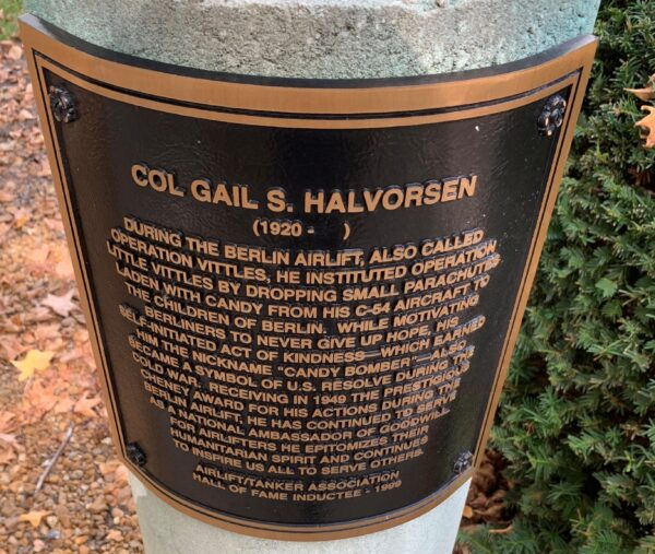 COL GAIL S. HALVORSEN MEMORIAL PLAQUE
