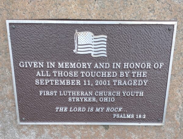 STRYKER SEPTEMBER 11, 2001 MEMORIAL PLAQUE