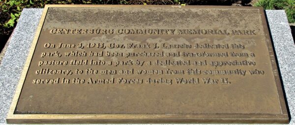 MEMORIAL ROADSIDE PARK AND CENTERBURG COMMUNITY MEMORIAL PARK PLAQUE B