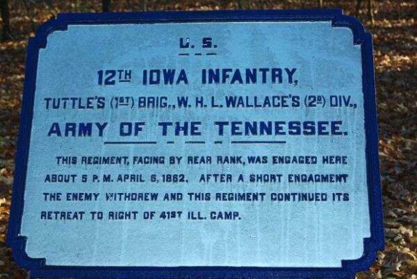 U.S. 12TH IOWA INFANTRY MEMORIAL PLAQUE I