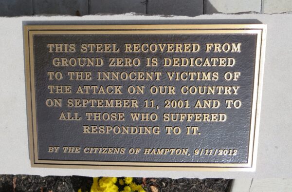 HAMPTON SEPTEMBER 11, 2001 MEMORIAL PLAQUE A