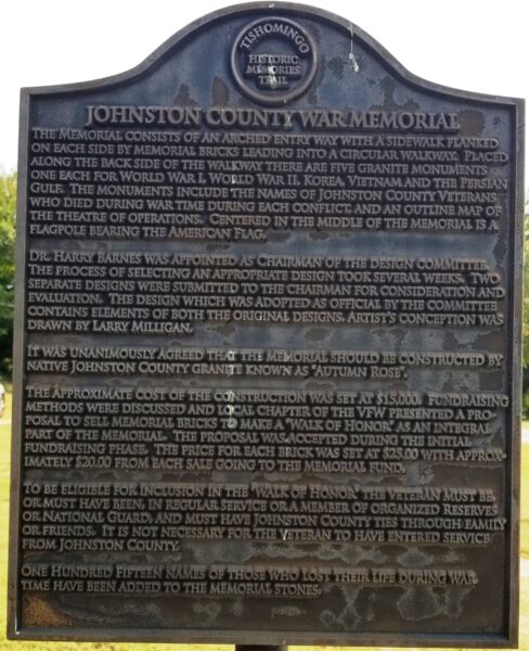 JOHNSTON COUNTY WAR MEMORIAL MARKER