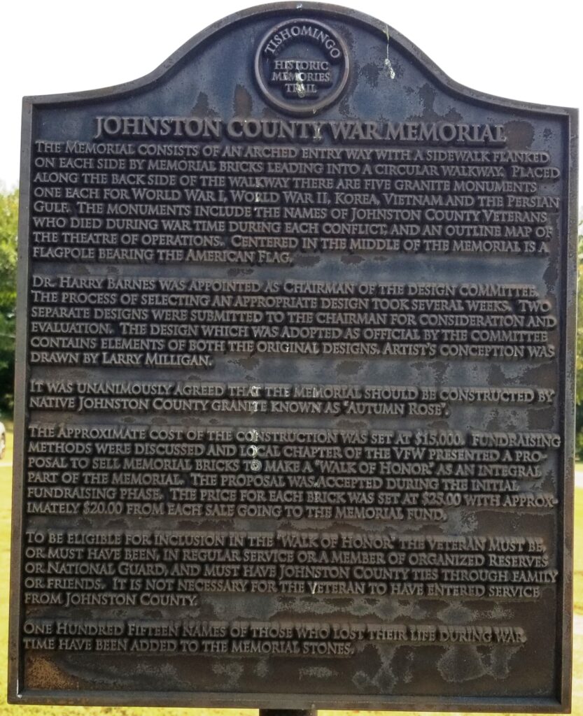 JOHNSTON COUNTY WAR MEMORIAL MARKER
