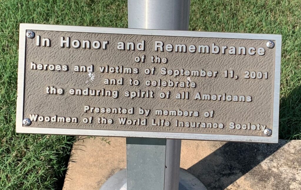 IN HONOR AND REMEMBRANCE SEPTEMBER 11, 2001 MEMORIAL FLAGPOLE PLAQUE