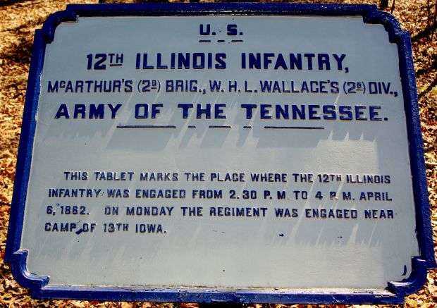 U.S. 12TH ILLINOIS INFANTRY MEMORIAL PLAQUE