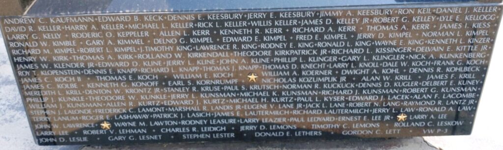 WILLIAMS COUNTY VIETNAM WAR NARRATIVE MEMORIAL STONE J