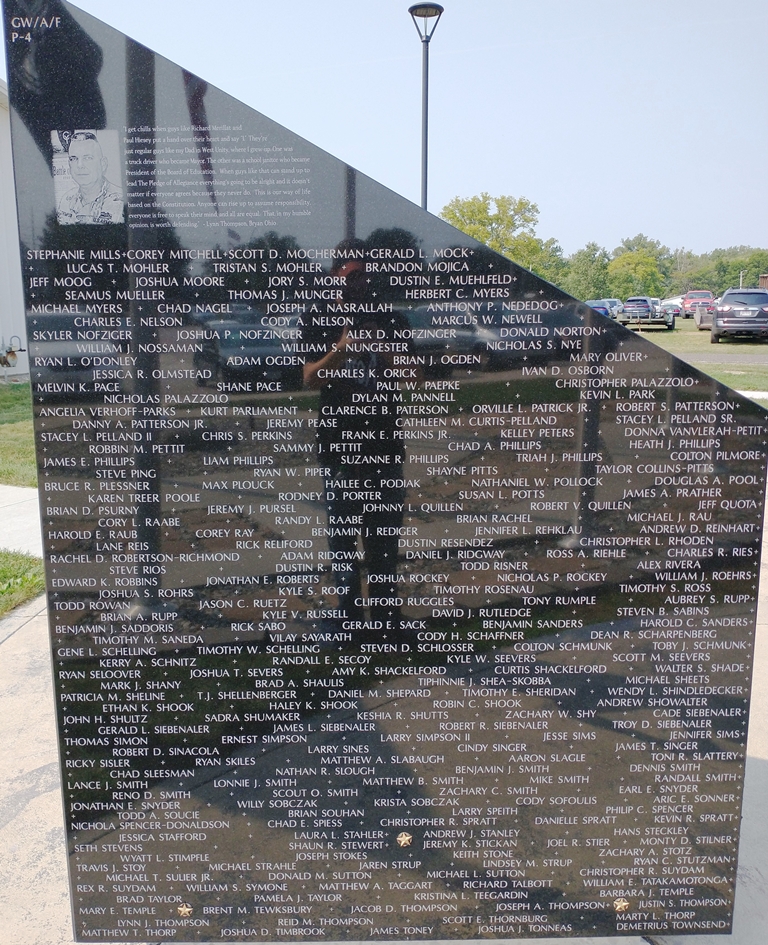 WILLIAMS COUNTY AFGHANISTAN WAR AND IRAQ WAR NARRATIVE MEMORIAL STONE D