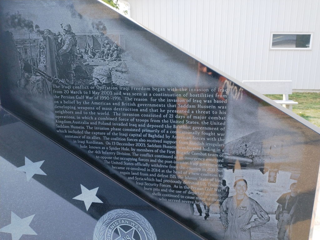 WILLIAMS COUNTY AFGHANISTAN WAR AND IRAQ WAR NARRATIVE MEMORIAL STONE C