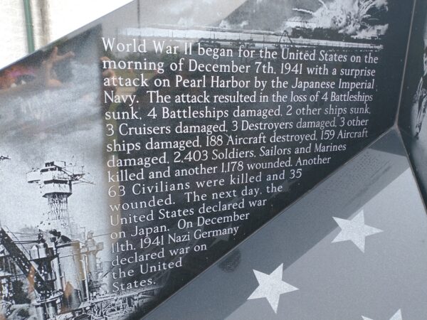 WILLIAMS COUNTY WORLD WAR II NARRATIVE MEMORIAL STONE B