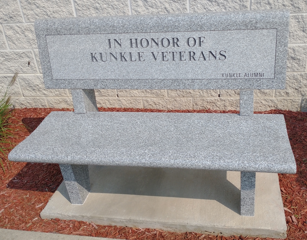 IN HONOR OF KUNKLE VETERANS MEMORIAL BENCH