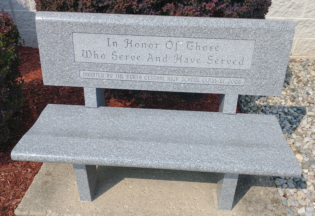 NORTH CENTRAL HIGH SCHOOL CLASS OF 2008 VETERANS MEMORIAL BENCH
