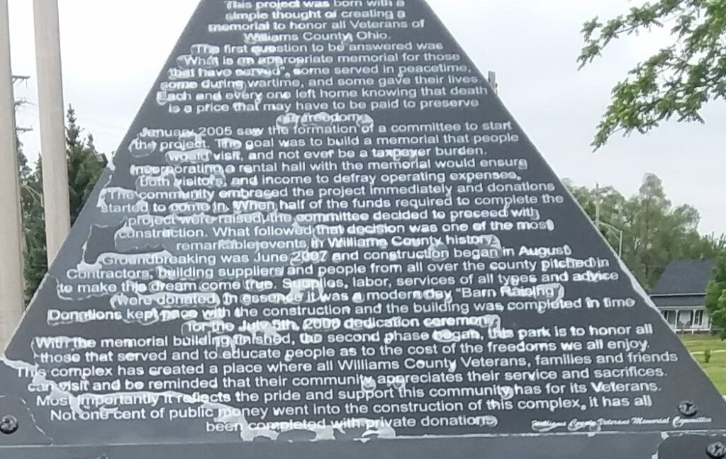 SERVING WILLIAMS COUNTY BEGINNING TO PRESENT MEMORIAL STONE C