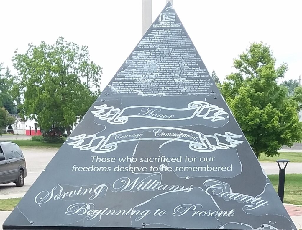 SERVING WILLIAMS COUNTY BEGINNING TO PRESENT MEMORIAL STONE A