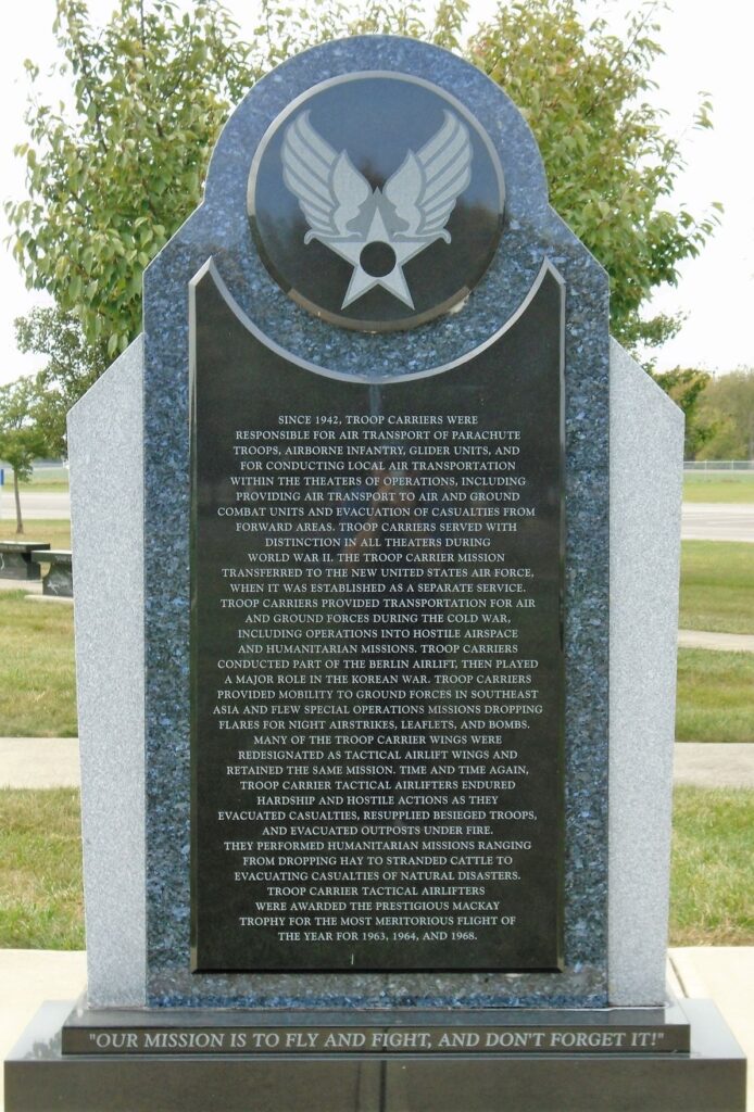 TROOP CARRIER TACTICAL AIRLIFT WAR MEMORIAL BACK