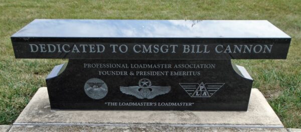 CMSGT BILL CANNON MEMORIAL BENCH FRONT