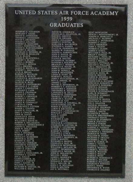 AIR FORCE ACADEMY CLASS OF 1959 MEMORIAL BACK PLAQUE