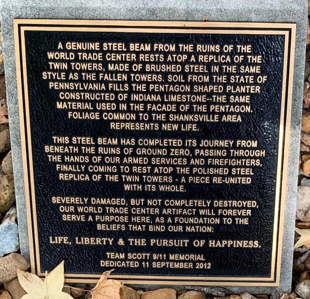 TEAM SCOTT 9/11 MEMORIAL PLAQUE