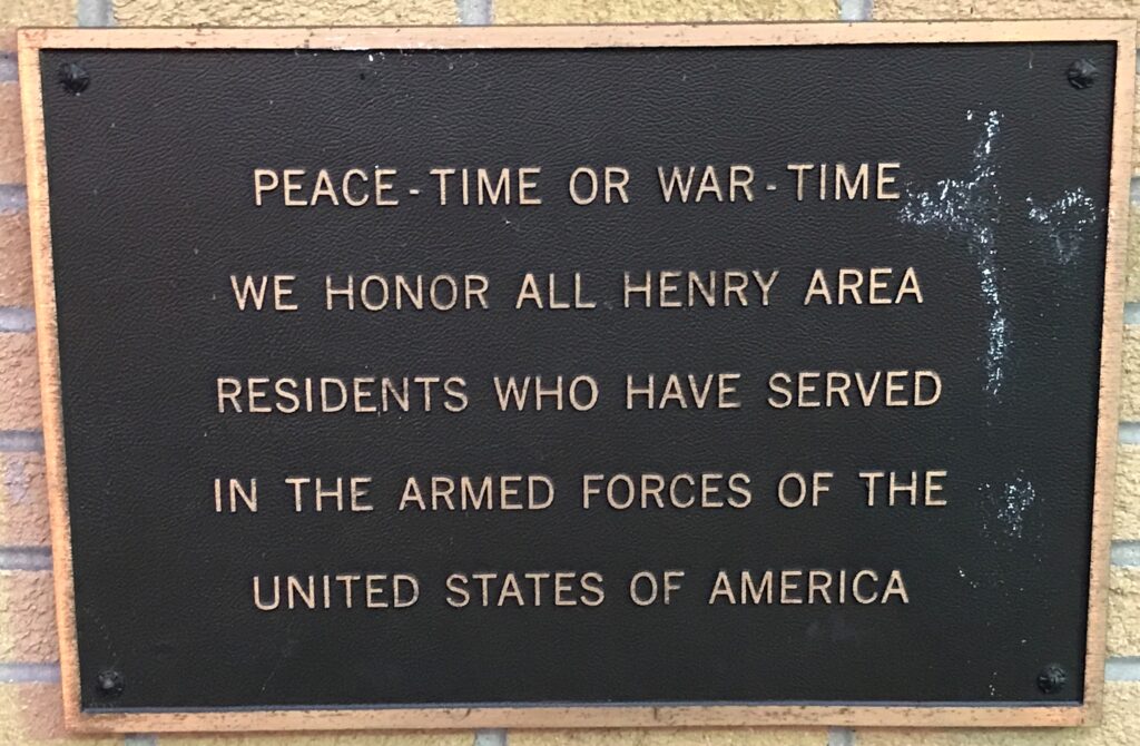 HENRY AREA HONOR ROLL WAR MEMORIAL PLAQUE A