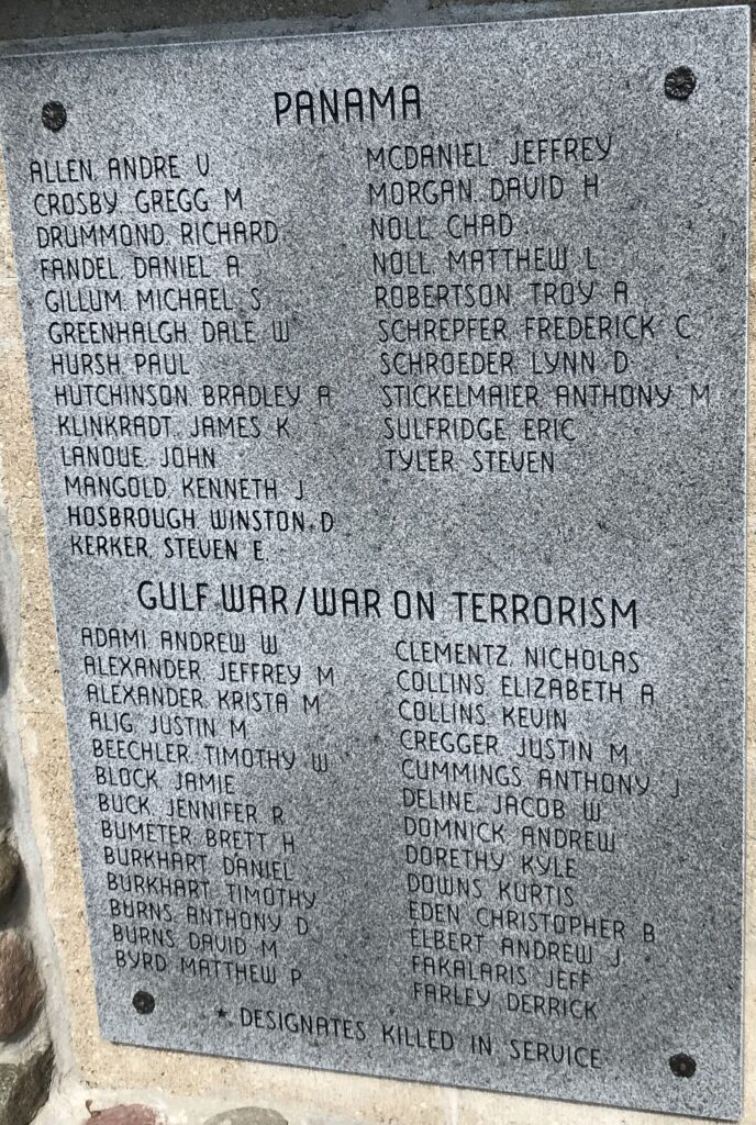 METAMORA HONOR ROLL MEMORIAL PLAQUE T