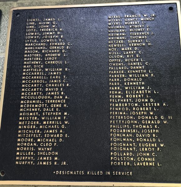 METAMORA HONOR ROLL MEMORIAL PLAQUE P