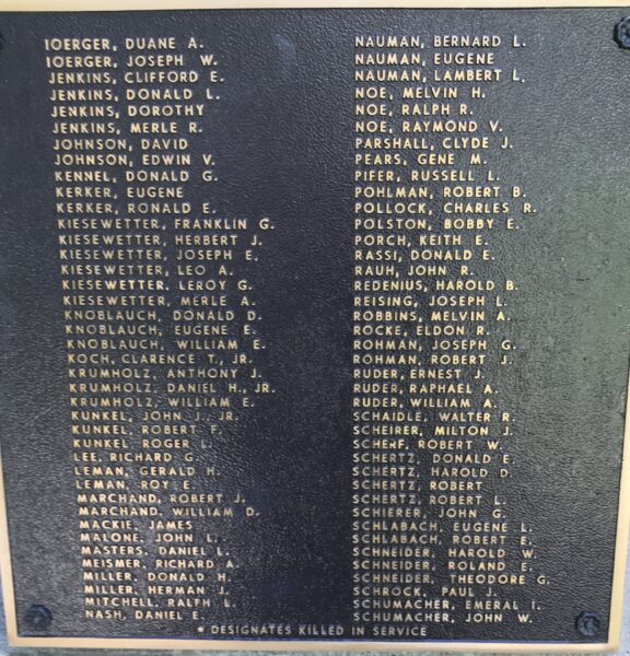 METAMORA HONOR ROLL MEMORIAL PLAQUE K