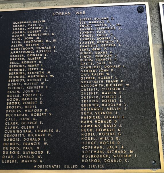 METAMORA HONOR ROLL MEMORIAL PLAQUE J