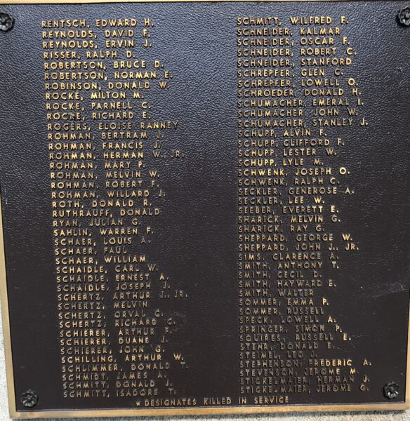 METAMORA HONOR ROLL MEMORIAL PLAQUE H