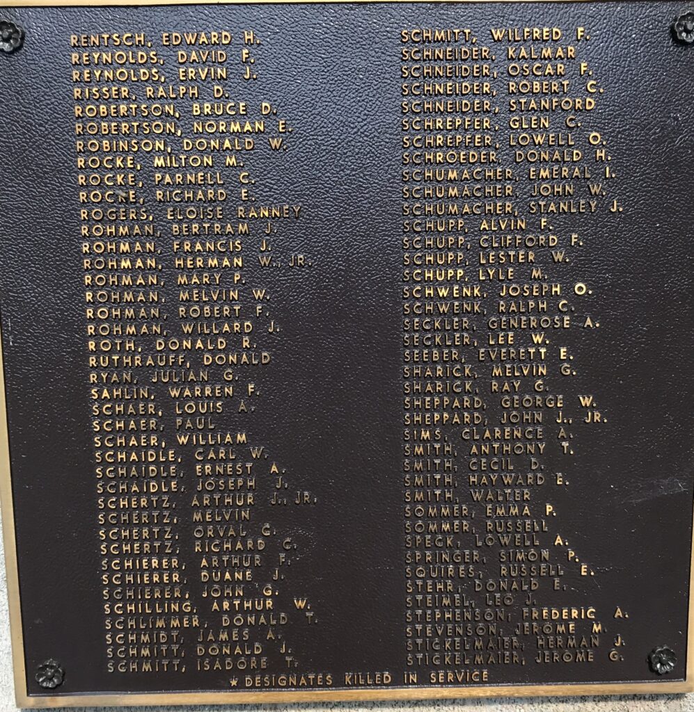 METAMORA HONOR ROLL MEMORIAL PLAQUE H