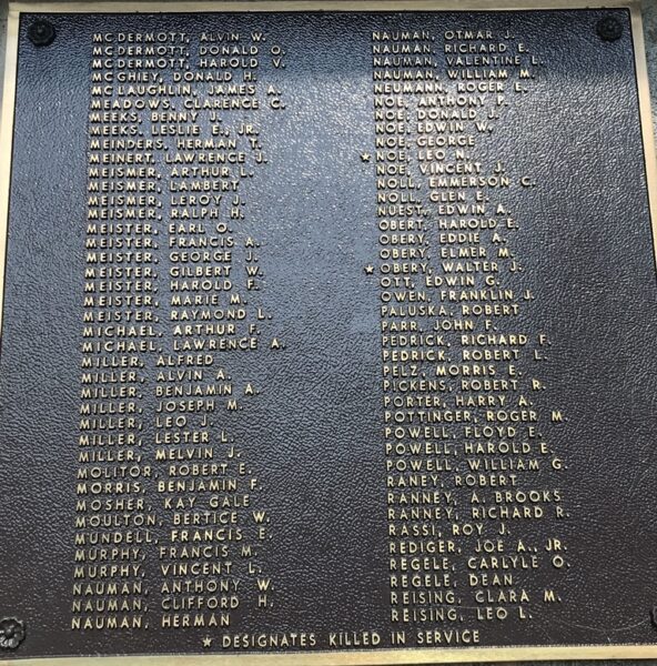 METAMORA HONOR ROLL MEMORIAL PLAQUE G