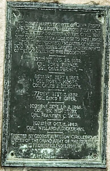 CAMP PEORIA WAR MEMORIAL PLAQUE