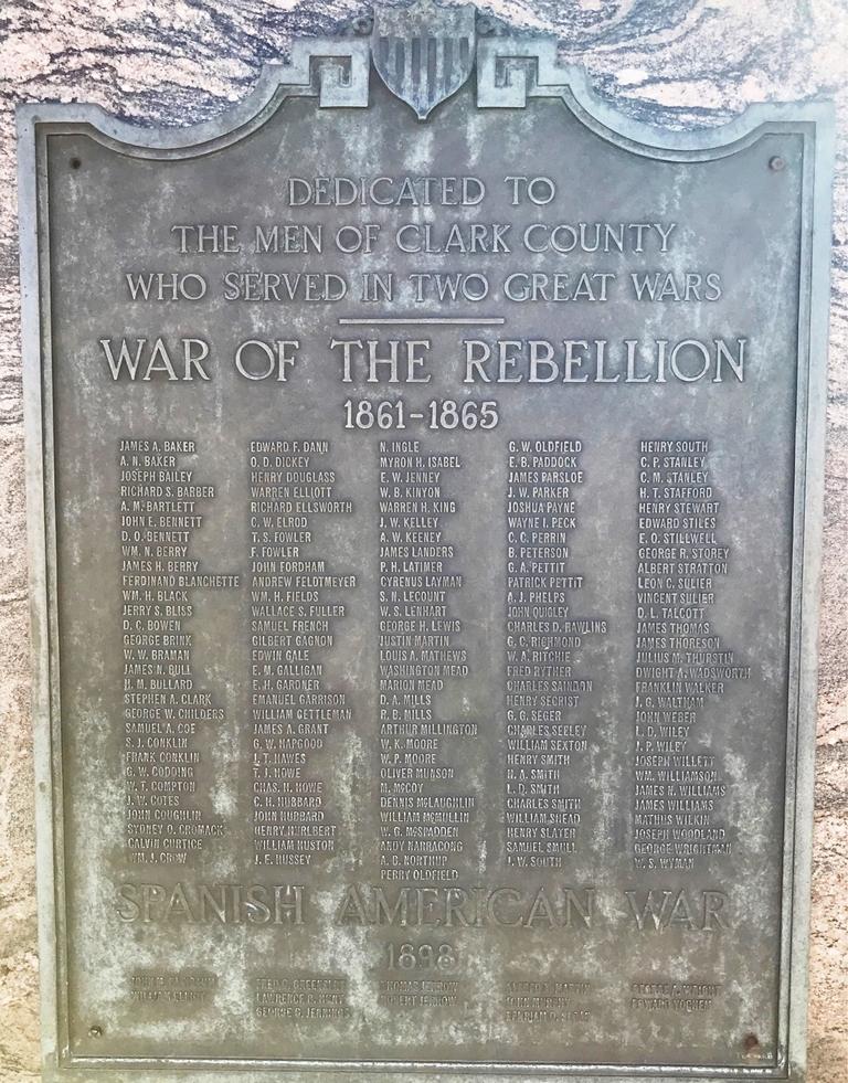CLARK COUNTY SOUTH DAKOTA WAR VETERANS MEMORIAL PLAQUE E
