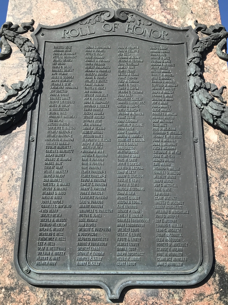 CLARK COUNTY SOUTH DAKOTA WAR VETERANS MEMORIAL PLAQUE C