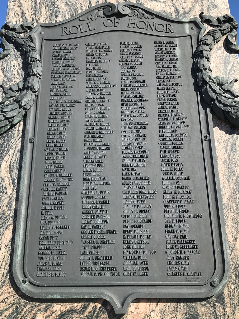 CLARK COUNTY SOUTH DAKOTA WAR VETERANS MEMORIAL PLAQUE B