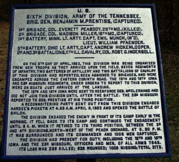 SIXTH DIVISION ARMY OF THE TENNESSEE MEMORIAL PLAQUE