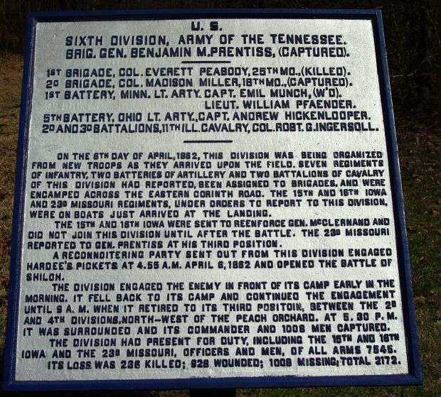 SIXTH DIVISION ARMY OF THE TENNESSEE MEMORIAL PLAQUE