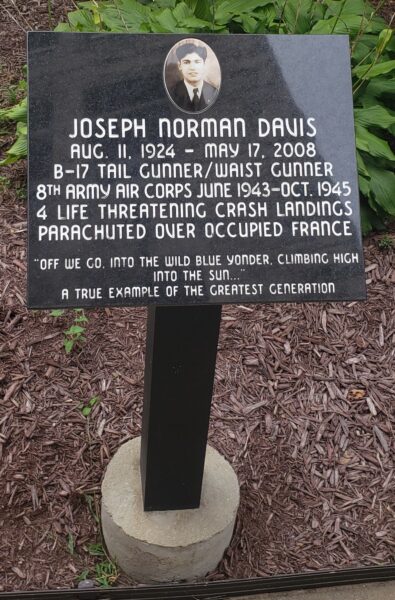JOSEPH NORMAN DAVIS WAR MEMORIAL PLAQUE