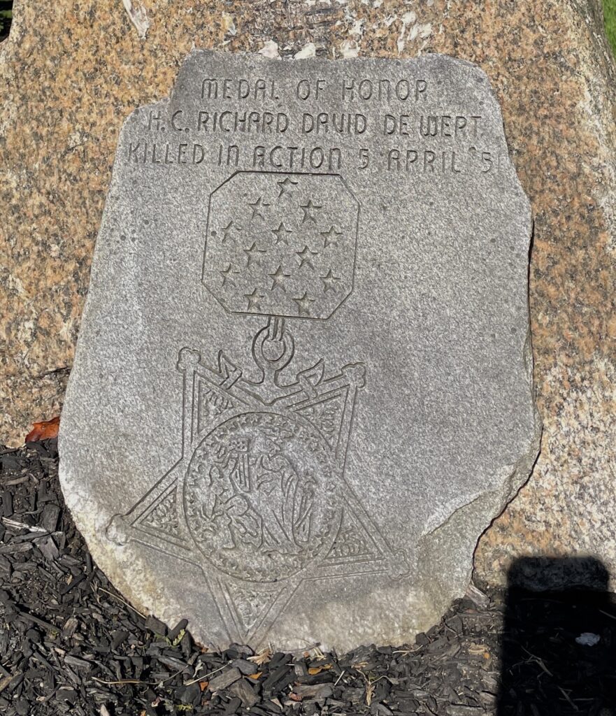 H.C. RICHARD DAVID DE WERT MEDAL OF HONOR WAR MEMORAL CLOSE-UP