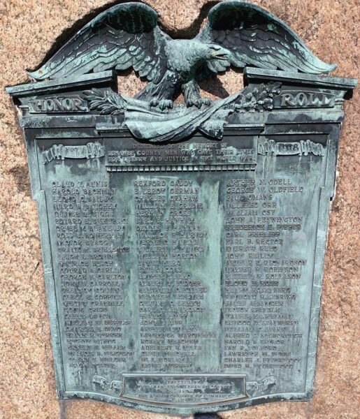 LENAWEE COUNTY WORLD WAR MEMORIAL PLAQUE