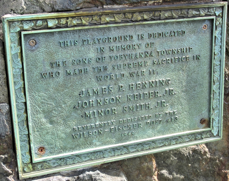 TOBYHANNA TOWNSHIP WORLD WAR II MEMORIAL PLAYGROUND PLAQUE