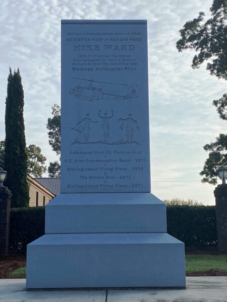 MIKE WARD MEDIVAC HELICOPTER PILOT WAR MEMORIAL FRONT