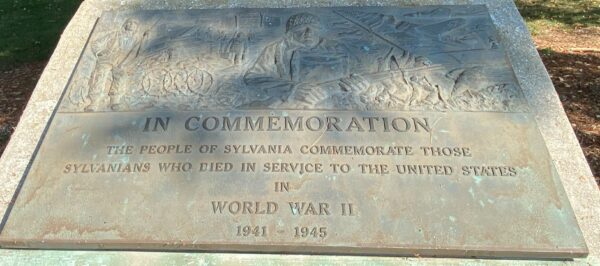 SYLVANIA, OH WORLD WAR II MEMORIAL PLAQUE B