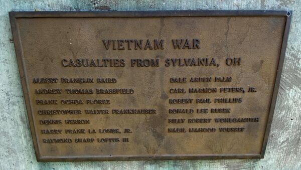 SYLVANIA, OH VIETNAM WAR MEMORIAL PLAQUE A