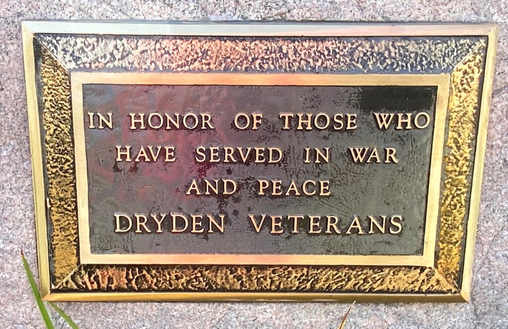 DRYDEN VETERANS MEMORIAL PLAQUE