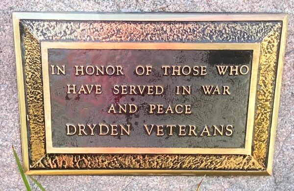 DRYDEN VETERANS MEMORIAL PLAQUE