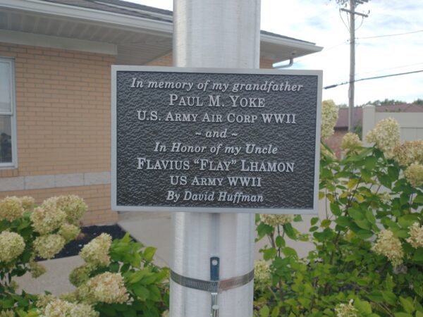 PAUL M. YOKE VETERANS MEMORIAL FLAGPOLE PLAQUE