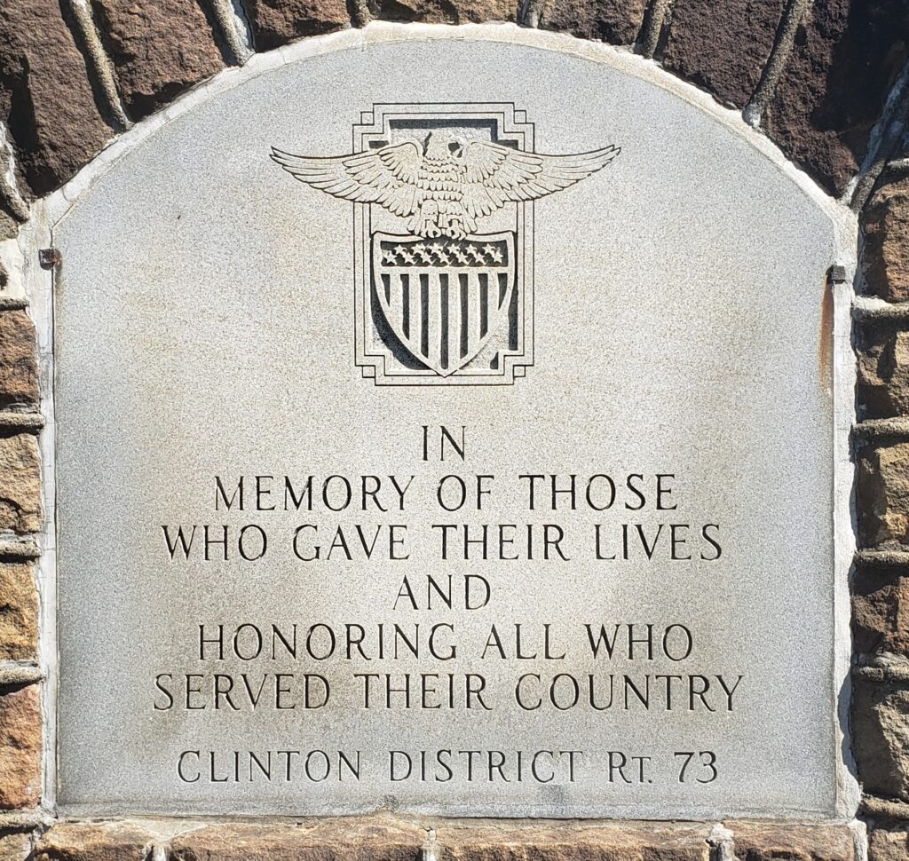 CLINTON DISTRICT RT. 73 VETERANS MEMORIAL STONE