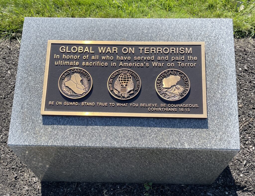MASSACHUSETTS NATIONAL CEMETERY GLOBAL WAR ON TERRORISM MEMORIAL PLAQUE