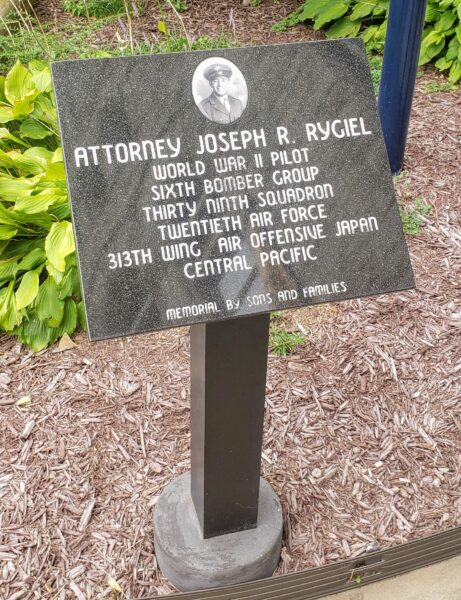 ATTORNEY JOSEPH R. RYGIEL WAR MEMORIAL PLAQUE