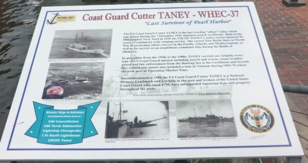 COAST GUARD CUTTER TANEY-WHEC-37 WAR MEMORIAL PLAQUE