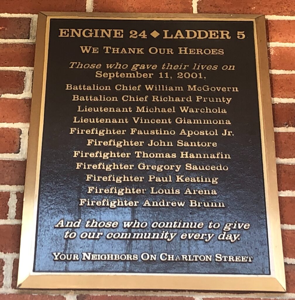 ENGINE 24 LADDER 5 SEPTEMBER 11, 2001 MEMORIAL PLAQUE